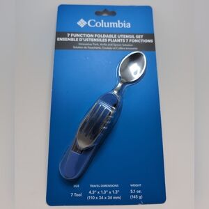 Columbia 7 Function Foldable Utensil Set Camping Survival Stainless Steel NEW